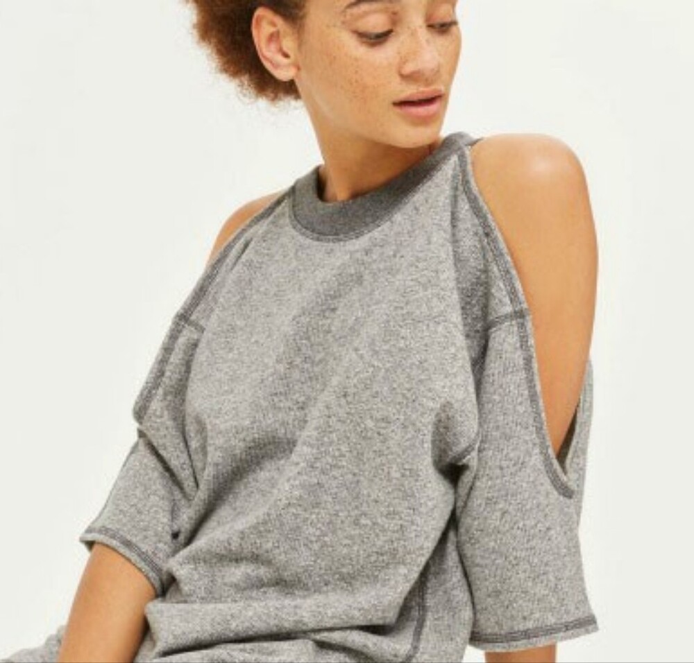 IVY PARK Gray Cold-Shoulder Short Sleeved Sweatshirt Top Size XS
